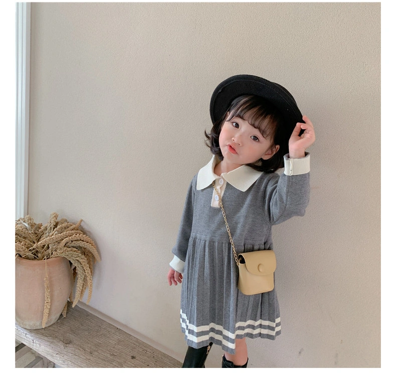 Girls Dress Children′ S Clothing Wholesale 2023 Autumn Girls Sweater Skirt Woolen Skirt MID-Length Princess