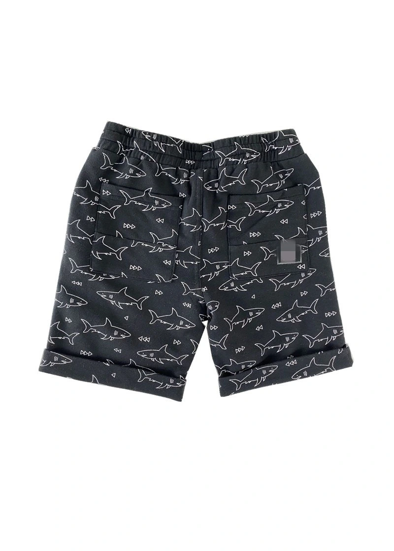 96%Cotton 4%Spandex French Terry Boy′s Allover Print Knit Shorts